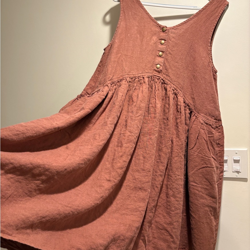 notPERFECTLINEN Volume Dress in Creamy Brown - S/M